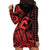 Koa Ikaika Warrior Helmet with Shark Hoodie Dress Red Kakau Style