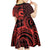 Koa Ikaika Warrior Helmet with Shark Kid Short Sleeve Dress Red Kakau Style