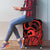 Koa Ikaika Warrior Helmet with Shark Luggage Cover Red Kakau Style