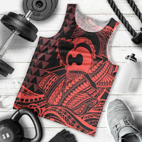 Koa Ikaika Warrior Helmet with Shark Men Tank Top Red Kakau Style