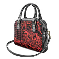 Koa Ikaika Warrior Helmet with Shark Shoulder Handbag Red Kakau Style