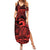 Koa Ikaika Warrior Helmet with Shark Summer Maxi Dress Red Kakau Style