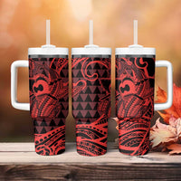 Koa Ikaika Warrior Helmet with Shark Tumbler With Handle Red Kakau Style