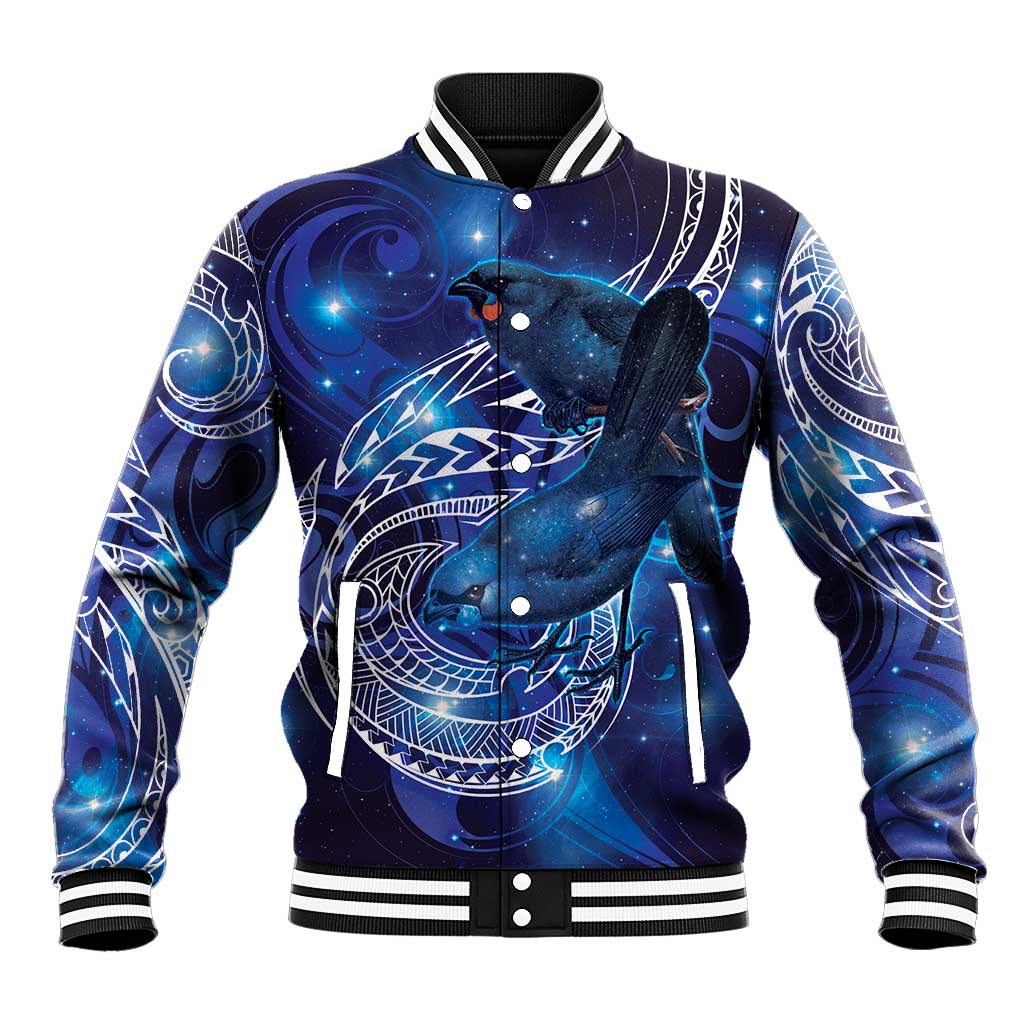 North Island Kokako and South Island Kokako Baseball Jacket New Zealand Native Bird with Galaxy Vibe LT9 Unisex Galaxy - Polynesian Pride
