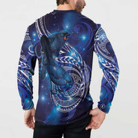 North Island Kokako and South Island Kokako Button Sweatshirt New Zealand Native Bird with Galaxy Vibe