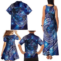 North Island Kokako and South Island Kokako Family Matching Tank Maxi Dress and Hawaiian Shirt New Zealand Native Bird with Galaxy Vibe