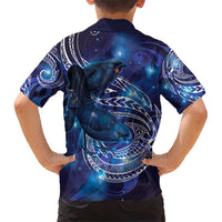 North Island Kokako and South Island Kokako Kid Hawaiian Shirt New Zealand Native Bird with Galaxy Vibe LT9 - Polynesian Pride