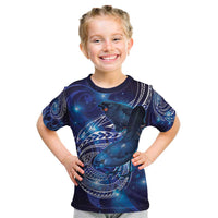 North Island Kokako and South Island Kokako Kid T Shirt New Zealand Native Bird with Galaxy Vibe LT9 Galaxy - Polynesian Pride