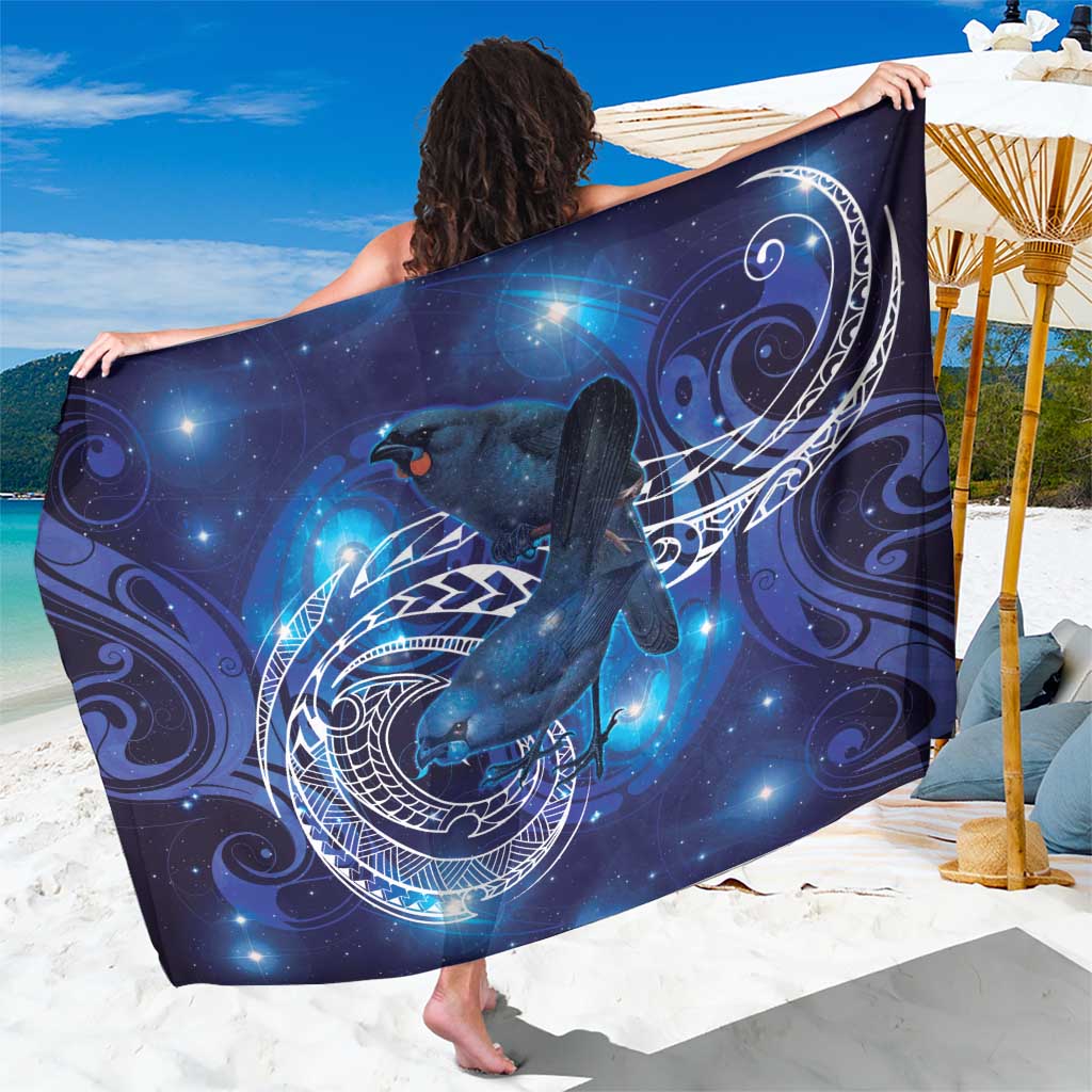 North Island Kokako and South Island Kokako Sarong New Zealand Native Bird with Galaxy Vibe