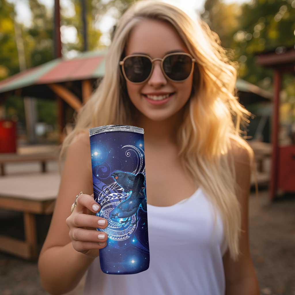 North Island Kokako and South Island Kokako Skinny Tumbler New Zealand Native Bird with Galaxy Vibe LT9 - Polynesian Pride