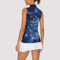 North Island Kokako and South Island Kokako Women Sleeveless Polo Shirt New Zealand Native Bird with Galaxy Vibe LT9 - Polynesian Pride