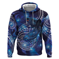 North Island Kokako and South Island Kokako Zip Hoodie New Zealand Native Bird with Galaxy Vibe LT9 Pullover Hoodie Galaxy - Polynesian Pride