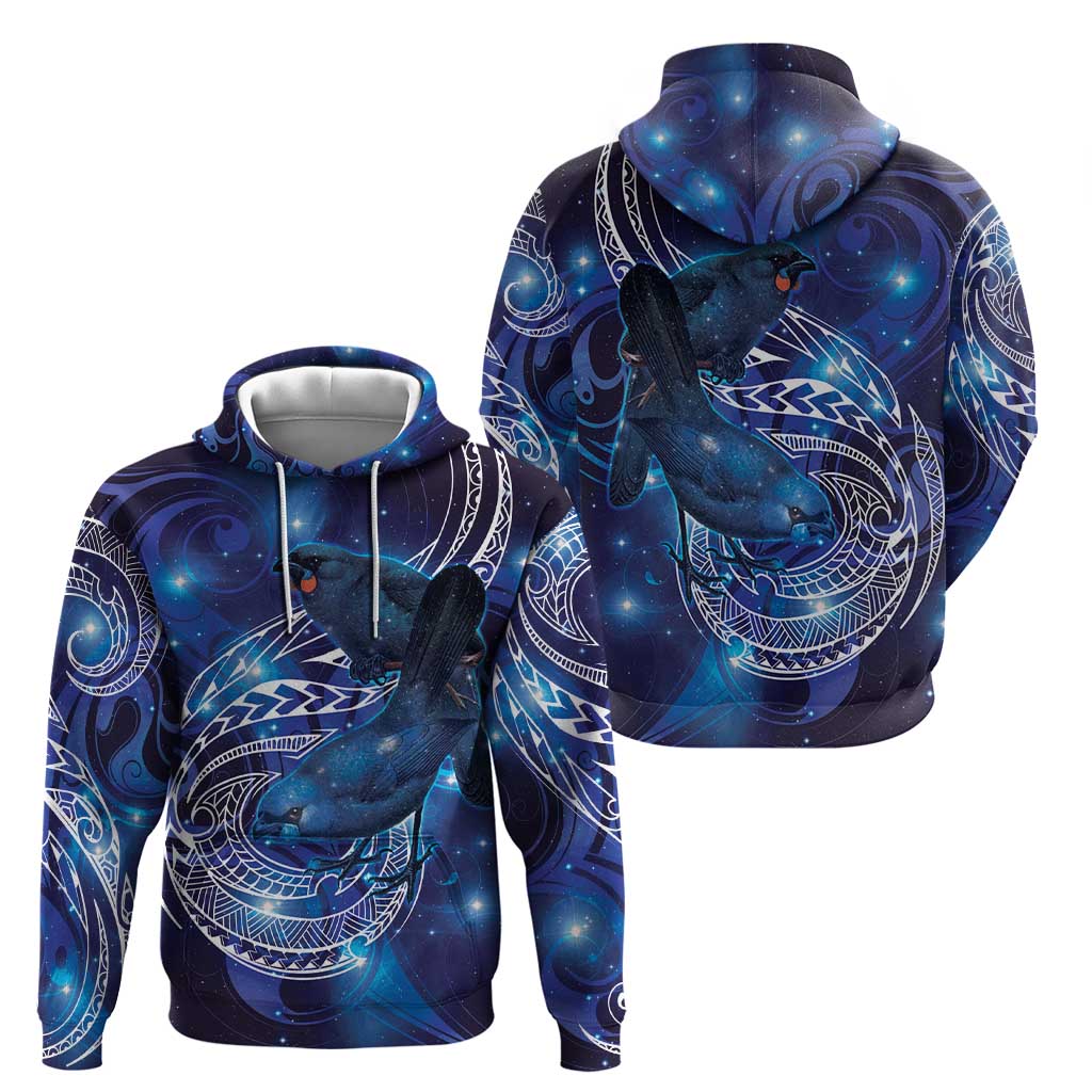 North Island Kokako and South Island Kokako Zip Hoodie New Zealand Native Bird with Galaxy Vibe LT9 - Polynesian Pride