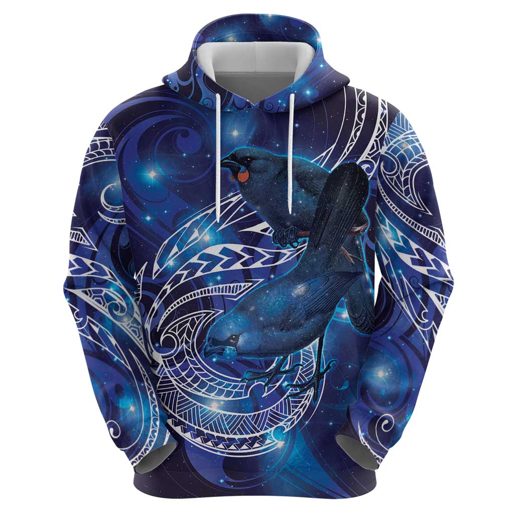 North Island Kokako and South Island Kokako Zip Hoodie New Zealand Native Bird with Galaxy Vibe LT9 - Polynesian Pride