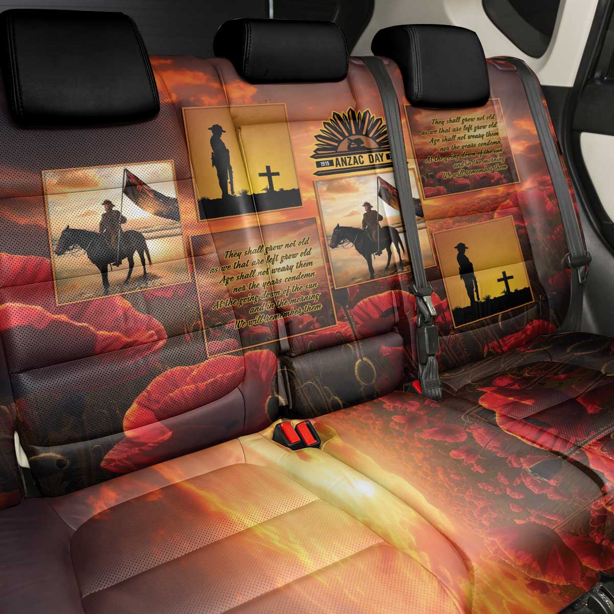 ANZAC Day Film Reel Lest We Forget Back Car Seat Cover Australia NZ Memorial