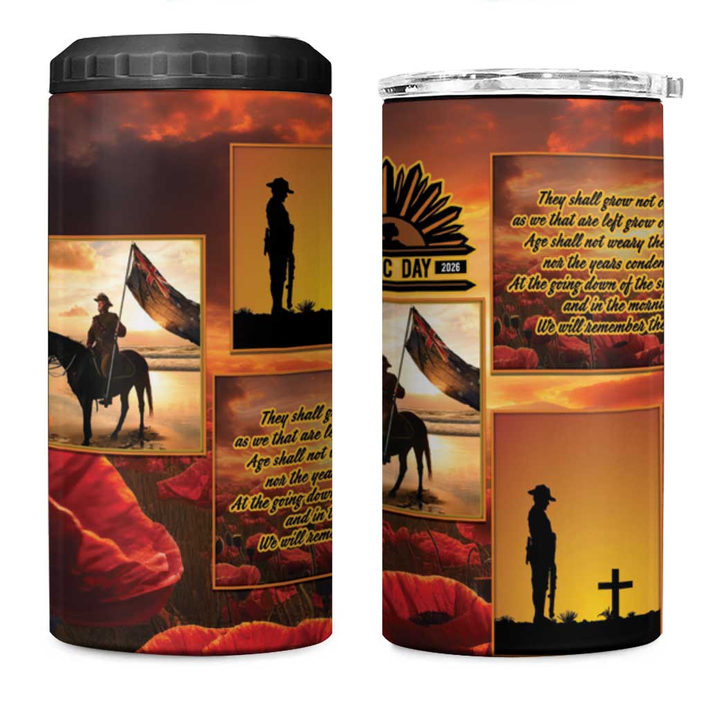 ANZAC Day Film Reel Lest We Forget 4 in 1 Can Cooler Tumbler Australia NZ Memorial