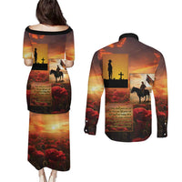 ANZAC Day Film Reel Lest We Forget Couples Matching Puletasi and Long Sleeve Button Shirt Australia NZ Memorial LT9 - Polynesian Pride