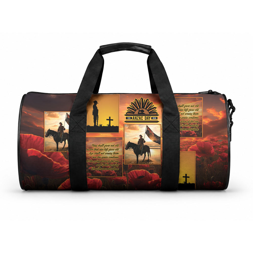 ANZAC Day Film Reel Lest We Forget Duffle Bag Australia NZ Memorial LT9 One size Red - Polynesian Pride