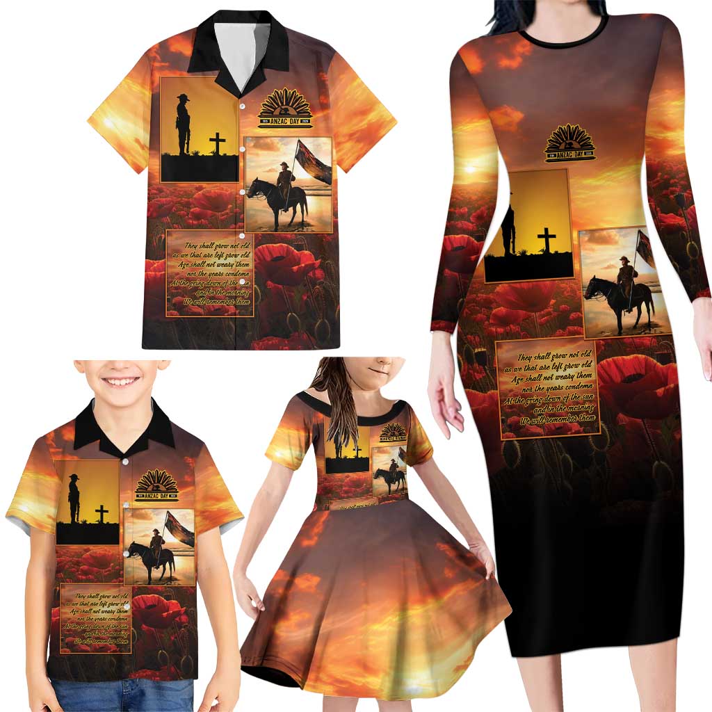 ANZAC Day Film Reel Lest We Forget Family Matching Long Sleeve Bodycon Dress and Hawaiian Shirt Australia NZ Memorial