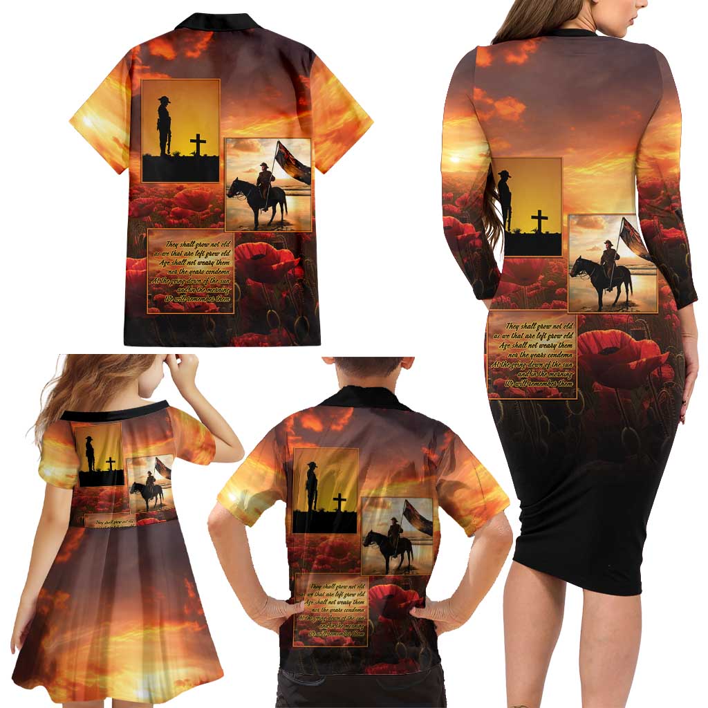 ANZAC Day Film Reel Lest We Forget Family Matching Long Sleeve Bodycon Dress and Hawaiian Shirt Australia NZ Memorial