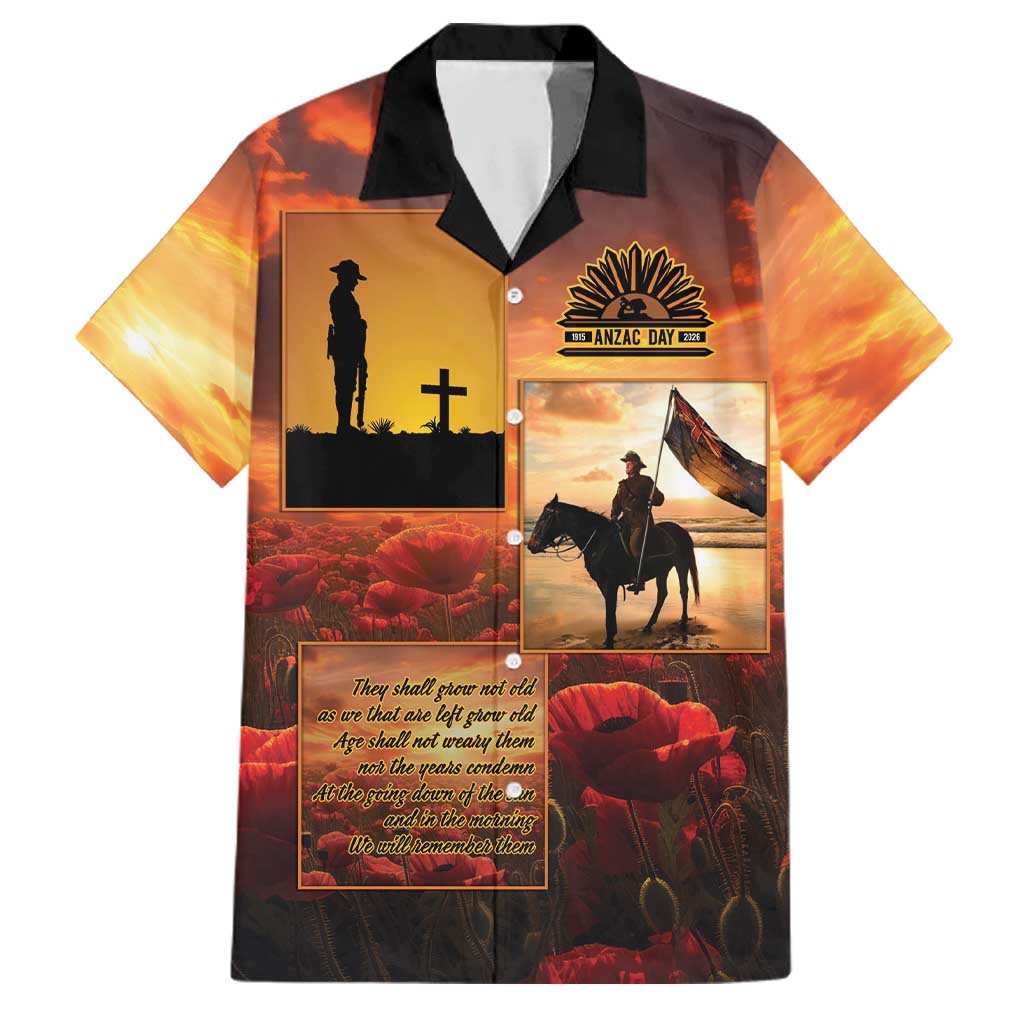 ANZAC Day Film Reel Lest We Forget Family Matching Off Shoulder Maxi Dress and Hawaiian Shirt Australia NZ Memorial LT9 Dad's Shirt - Short Sleeve Red - Polynesian Pride