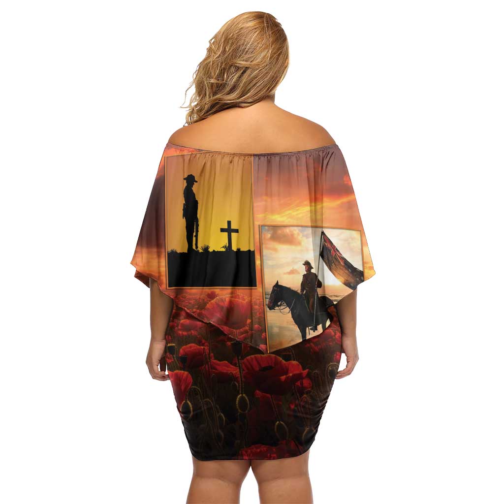 ANZAC Day Film Reel Lest We Forget Family Matching Off Shoulder Short Dress and Hawaiian Shirt Australia NZ Memorial LT9 - Polynesian Pride