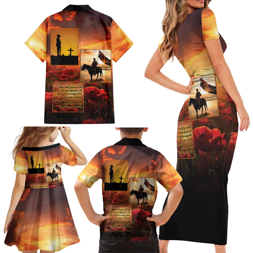 ANZAC Day Film Reel Lest We Forget Family Matching Short Sleeve Bodycon Dress and Hawaiian Shirt Australia NZ Memorial