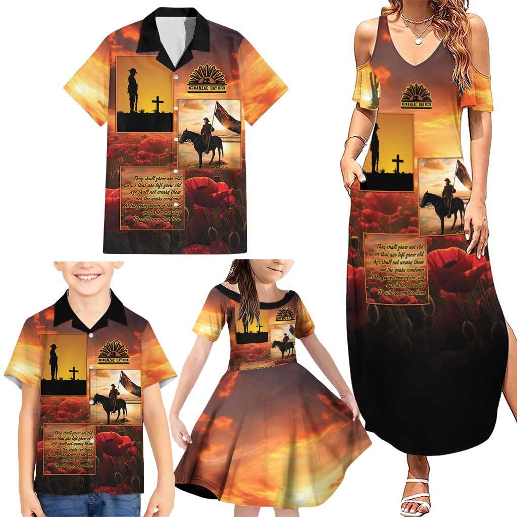 ANZAC Day Film Reel Lest We Forget Family Matching Summer Maxi Dress and Hawaiian Shirt Australia NZ Memorial LT9 - Polynesian Pride