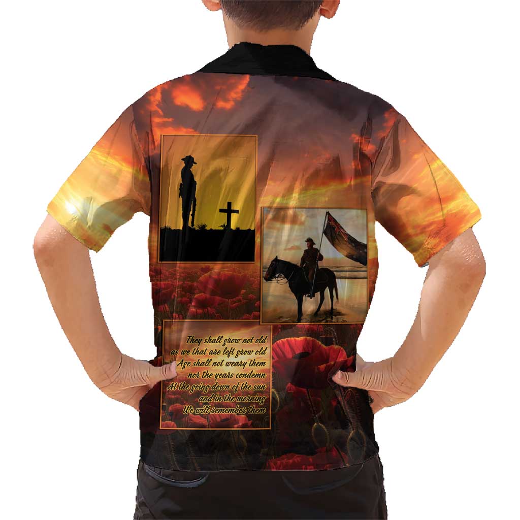 ANZAC Day Film Reel Lest We Forget Family Matching Tank Maxi Dress and Hawaiian Shirt Australia NZ Memorial LT9 - Polynesian Pride