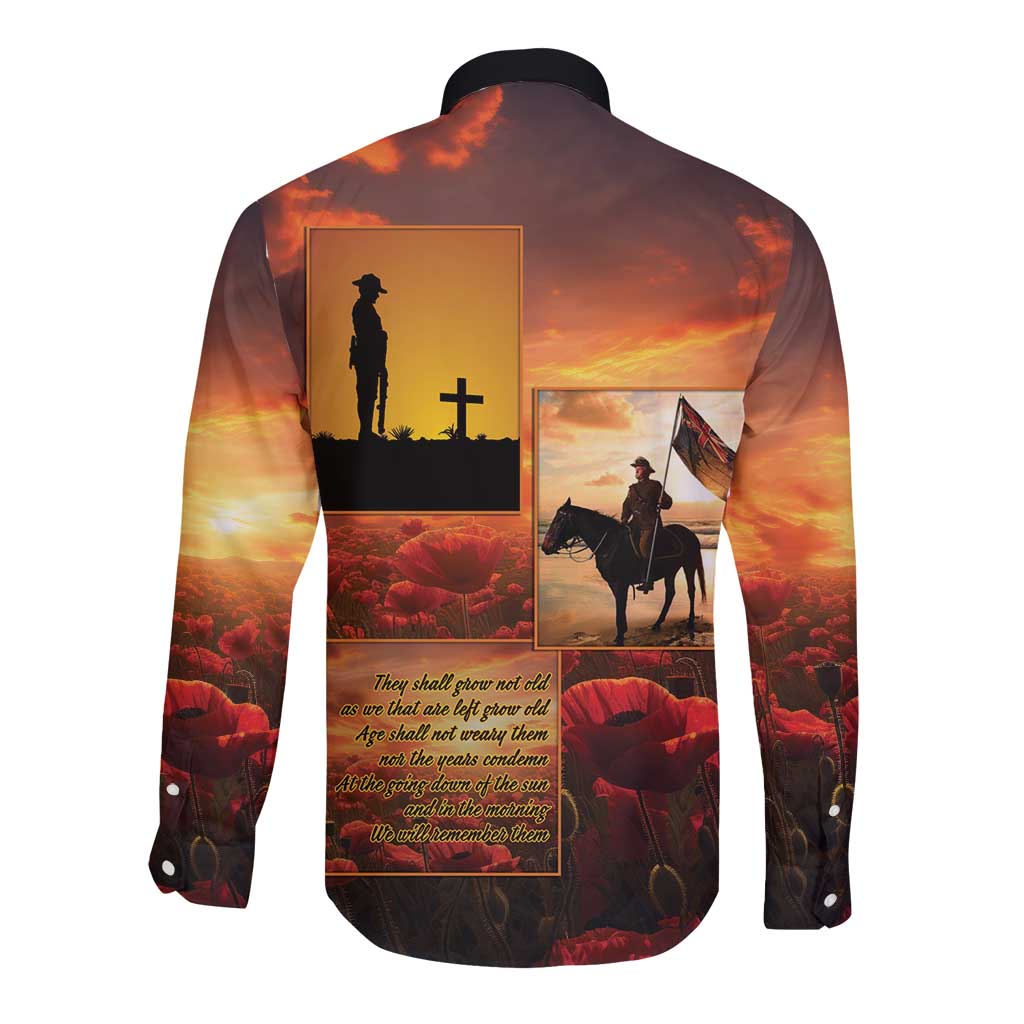 ANZAC Day Film Reel Lest We Forget Long Sleeve Button Shirt Australia NZ Memorial