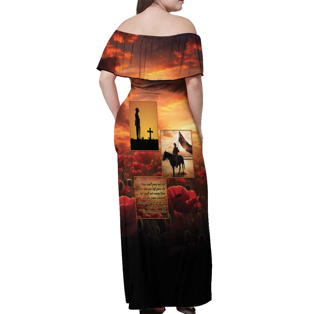 ANZAC Day Film Reel Lest We Forget Off Shoulder Maxi Dress Australia NZ Memorial