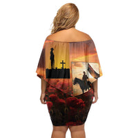 ANZAC Day Film Reel Lest We Forget Off Shoulder Short Dress Australia NZ Memorial