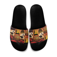 ANZAC Day Film Reel Lest We Forget Slide Sandals Australia NZ Memorial