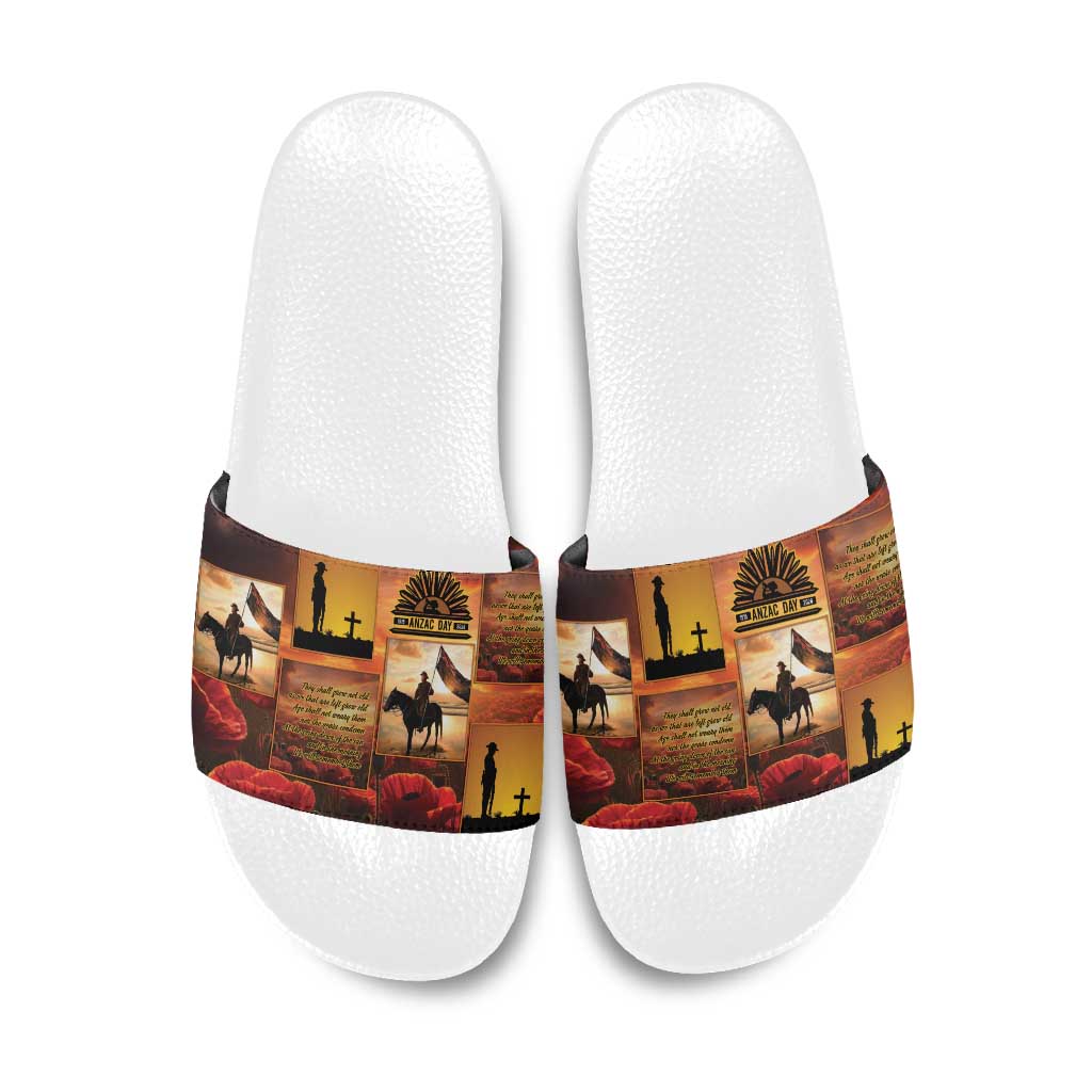 ANZAC Day Film Reel Lest We Forget Slide Sandals Australia NZ Memorial