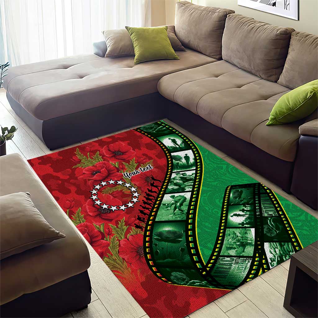 Personalised Cook Islands ANZAC 1915-2026 Filmstrip Area Rug Lest We Forget 25 April