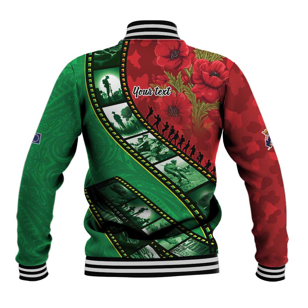 Personalised Cook Islands ANZAC 1915-2026 Filmstrip Baseball Jacket Lest We Forget 25 April