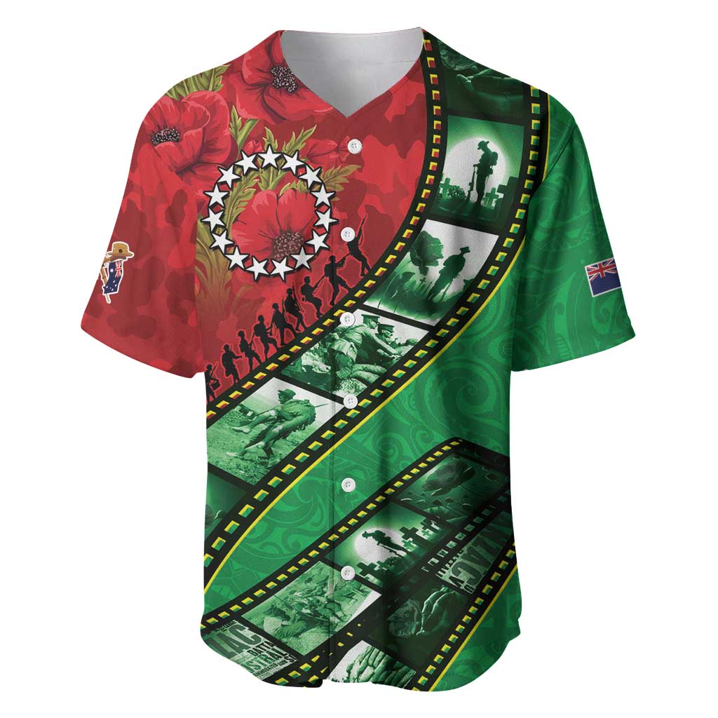 Personalised Cook Islands ANZAC 1915-2026 Filmstrip Baseball Jersey Lest We Forget 25 April