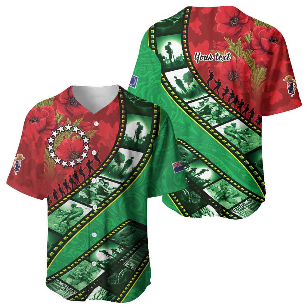 Personalised Cook Islands ANZAC 1915-2026 Filmstrip Baseball Jersey Lest We Forget 25 April