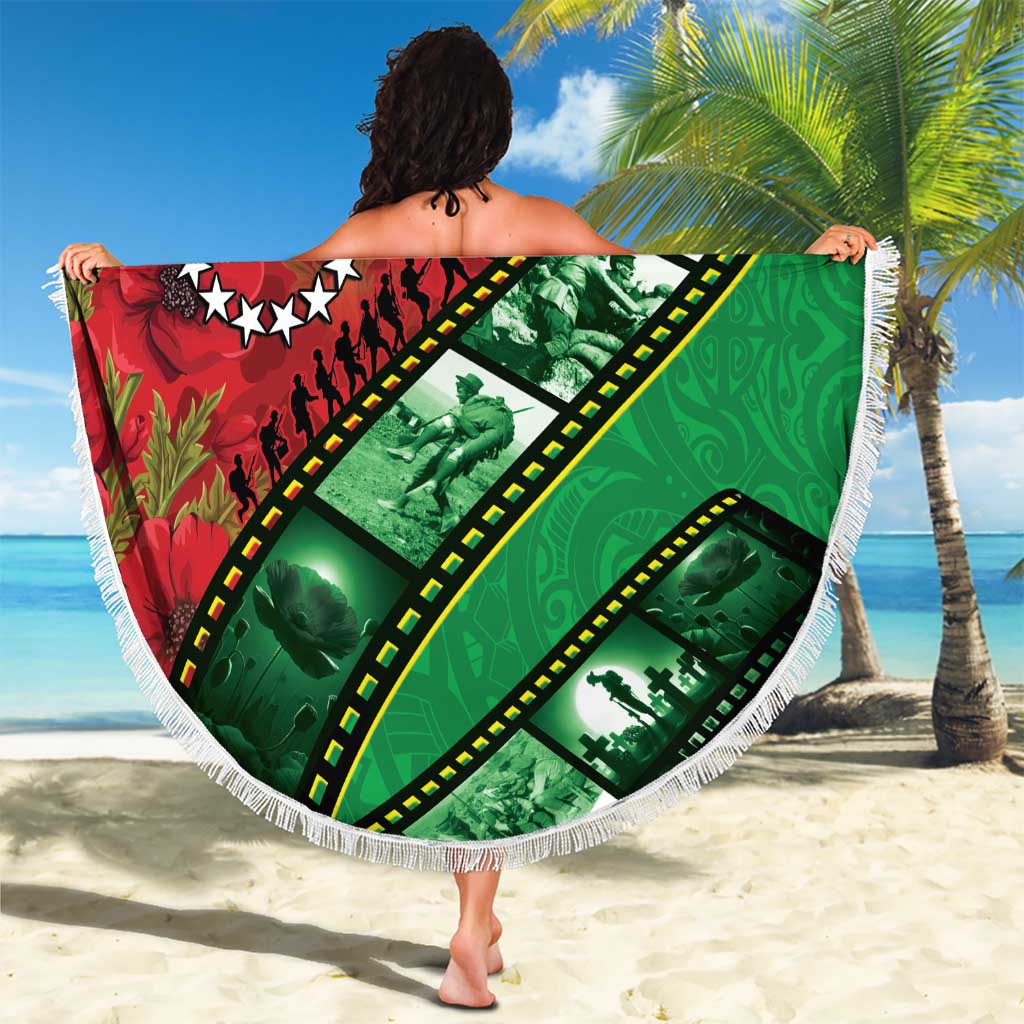 Personalised Cook Islands ANZAC 1915-2026 Filmstrip Beach Blanket Lest We Forget 25 April