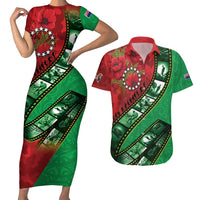 Personalised Cook Islands ANZAC 1915-2026 Filmstrip Couples Matching Short Sleeve Bodycon Dress and Hawaiian Shirt Lest We Forget 25 April LT9 Green - Polynesian Pride