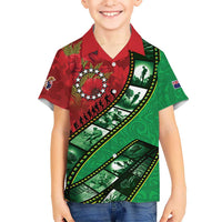 Personalised Cook Islands ANZAC 1915-2026 Filmstrip Family Matching Mermaid Dress and Hawaiian Shirt Lest We Forget 25 April LT9 Son's Shirt Green - Polynesian Pride