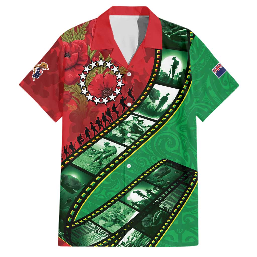 Personalised Cook Islands ANZAC 1915-2026 Filmstrip Family Matching Tank Maxi Dress and Hawaiian Shirt Lest We Forget 25 April LT9 Dad's Shirt - Short Sleeve Green - Polynesian Pride