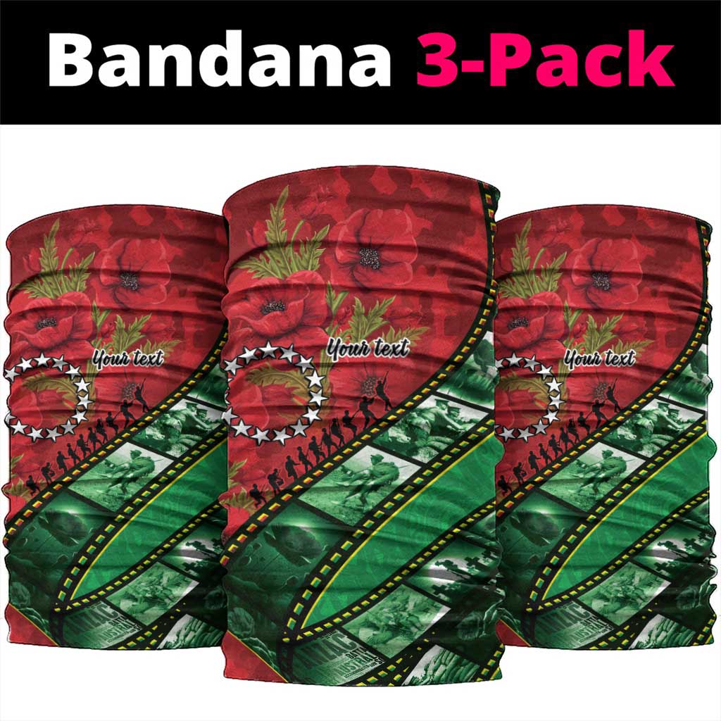 Personalised Cook Islands ANZAC 1915-2026 Filmstrip Neck Gaiter Lest We Forget 25 April