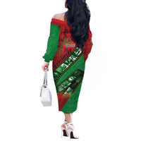 Personalised Cook Islands ANZAC 1915-2026 Filmstrip Off The Shoulder Long Sleeve Dress Lest We Forget 25 April LT9 - Polynesian Pride