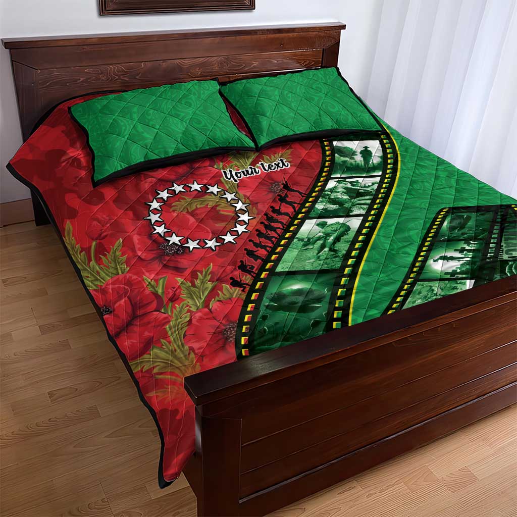 Personalised Cook Islands ANZAC 1915-2026 Filmstrip Quilt Bed Set Lest We Forget 25 April