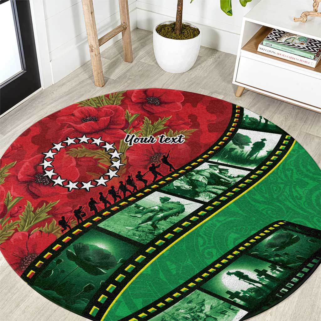 Personalised Cook Islands ANZAC 1915-2026 Filmstrip Round Carpet Lest We Forget 25 April