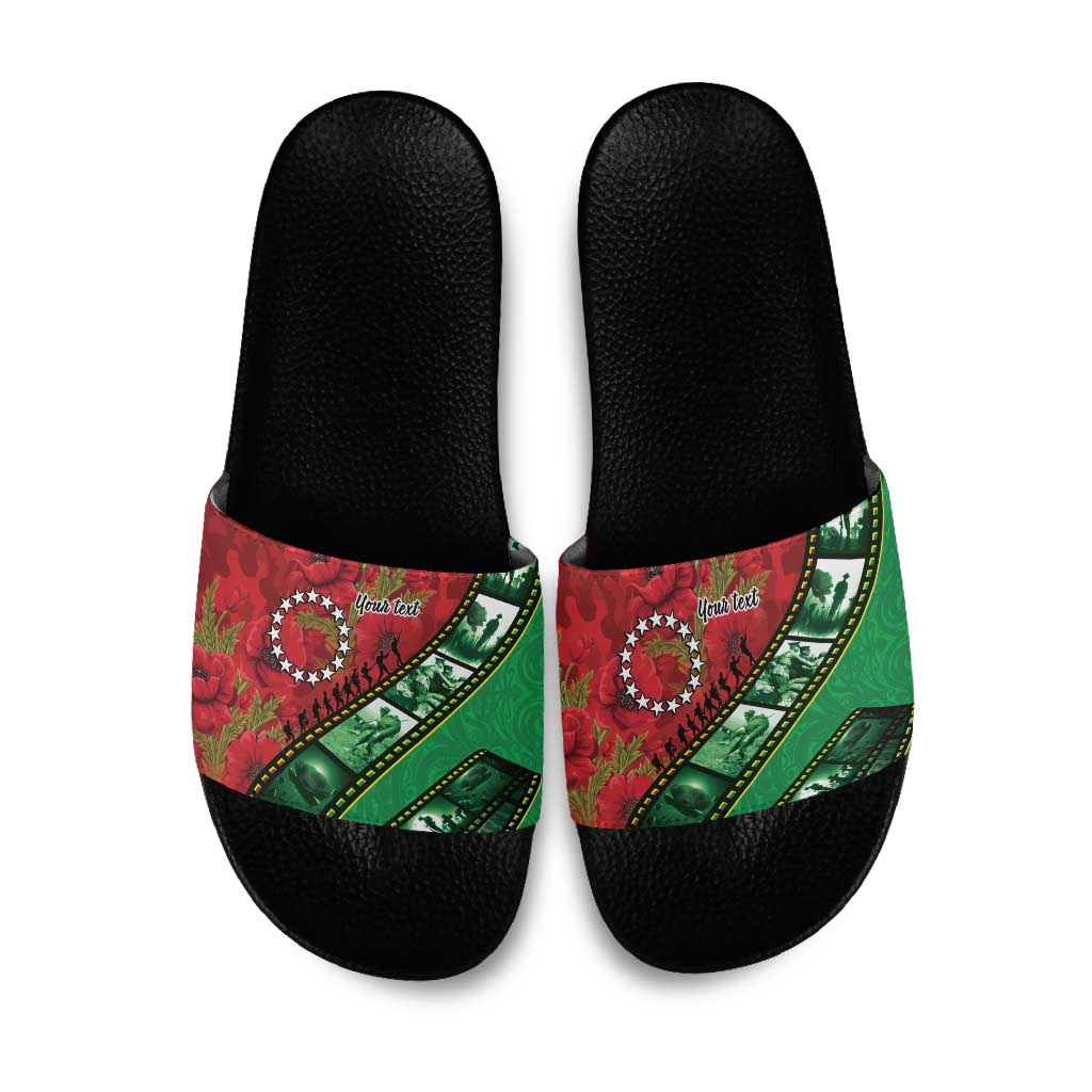 Personalised Cook Islands ANZAC 1915-2026 Filmstrip Slide Sandals Lest We Forget 25 April