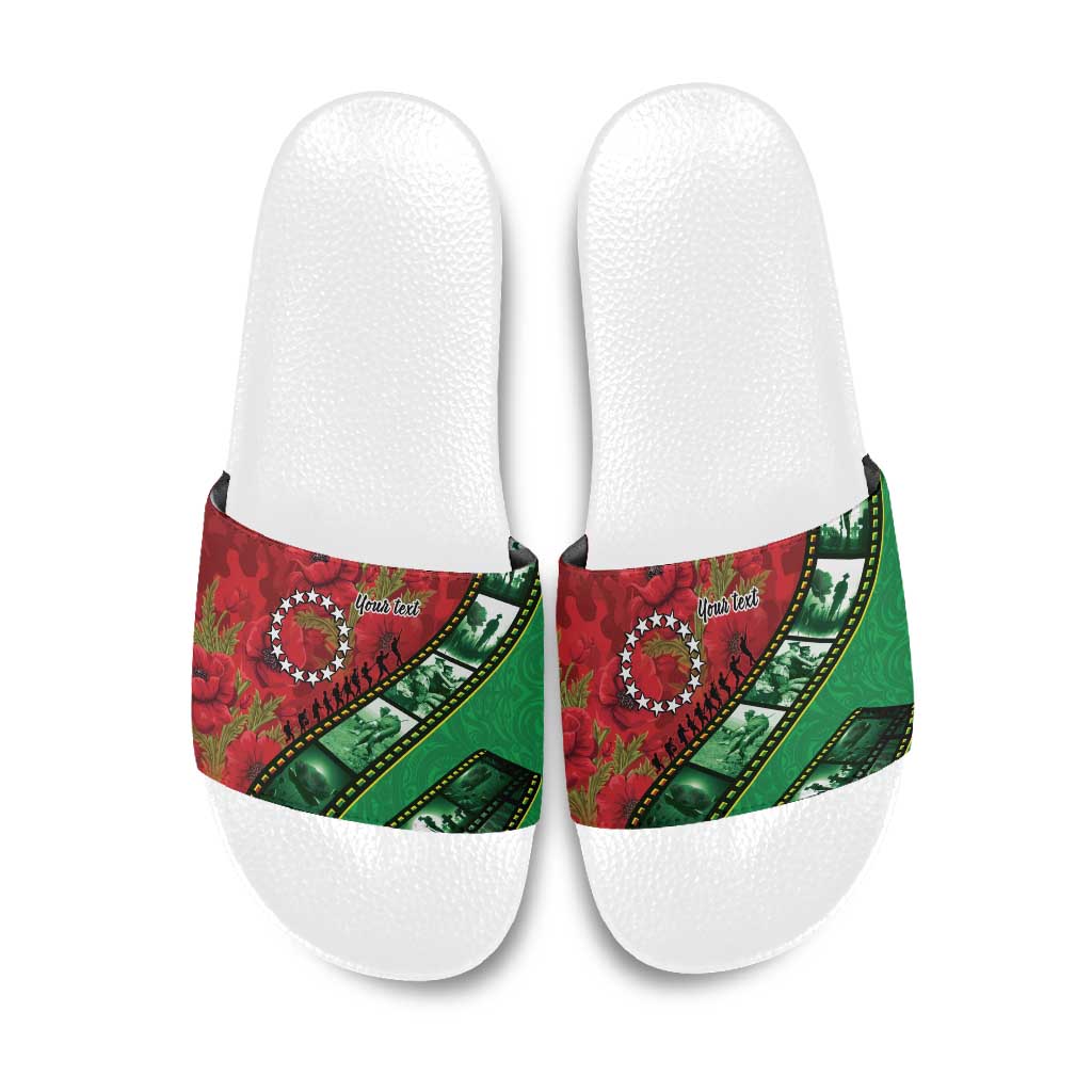 Personalised Cook Islands ANZAC 1915-2026 Filmstrip Slide Sandals Lest We Forget 25 April