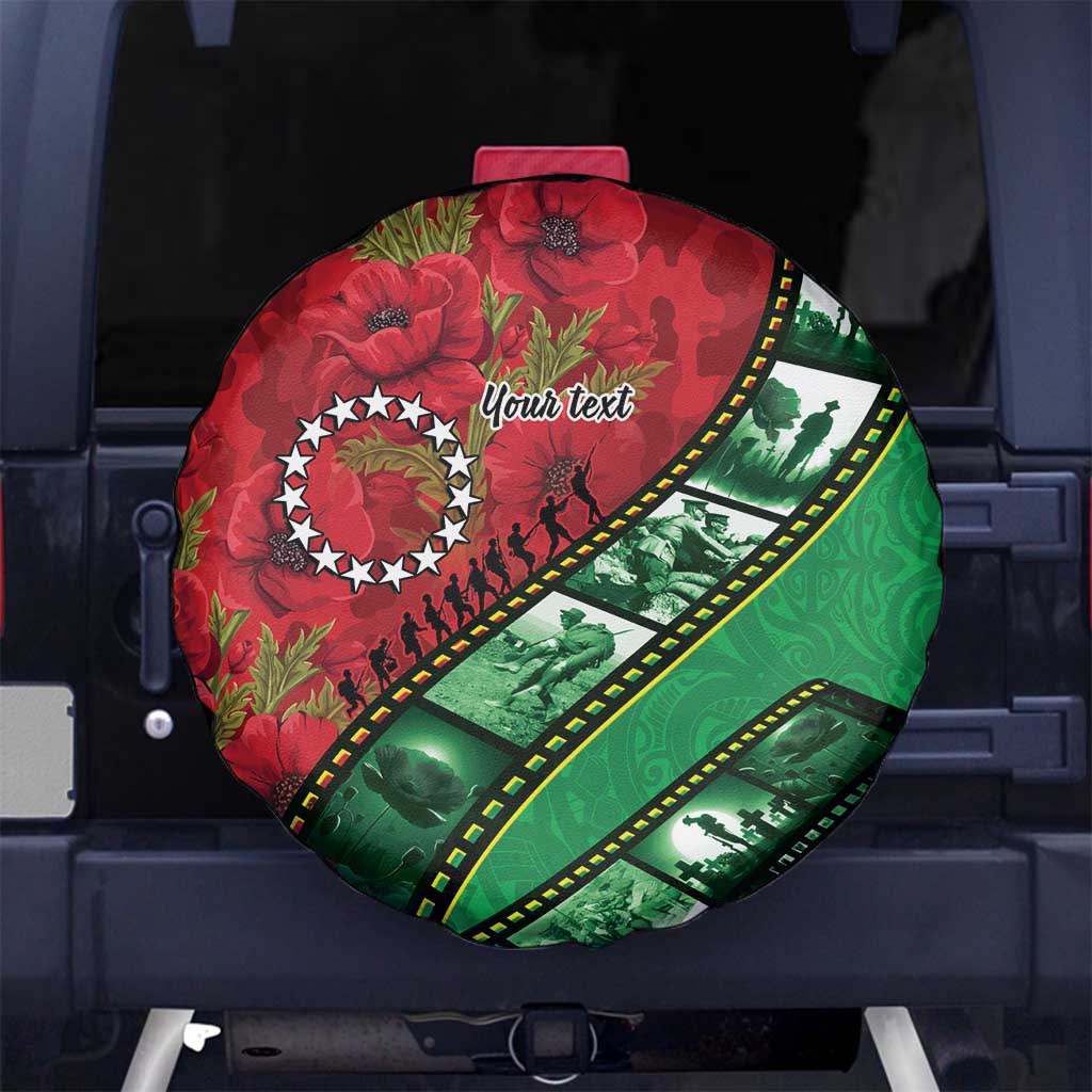 Personalised Cook Islands ANZAC 1915-2026 Filmstrip Spare Tire Cover Lest We Forget 25 April