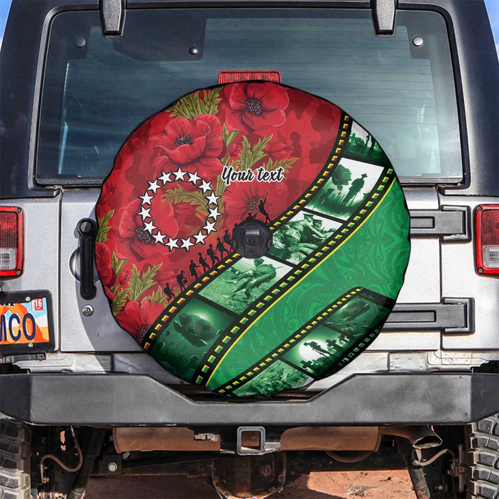 Personalised Cook Islands ANZAC 1915-2026 Filmstrip Spare Tire Cover Lest We Forget 25 April